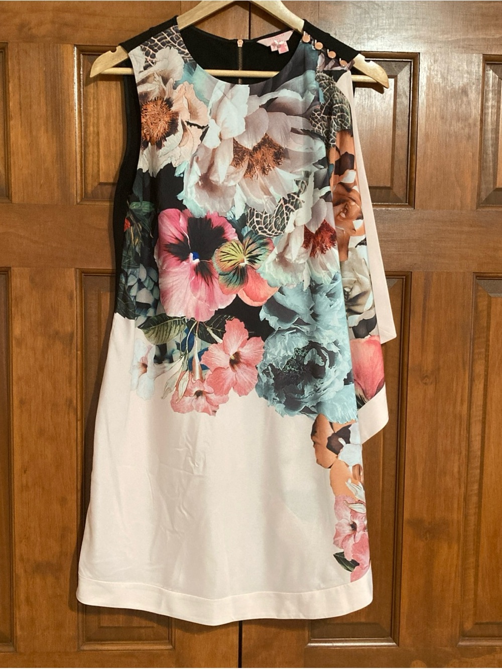 Ted Baker London Floral Cape chiffon overlay party Tazzmyn Dress UK 3 US 8